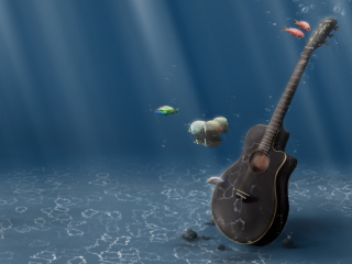 Das Underwater Guitar Wallpaper 320x240