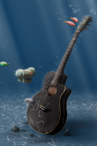 Das Underwater Guitar Wallpaper 320x480