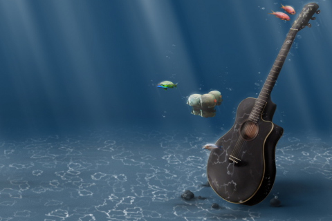 Underwater Guitar wallpaper 480x320