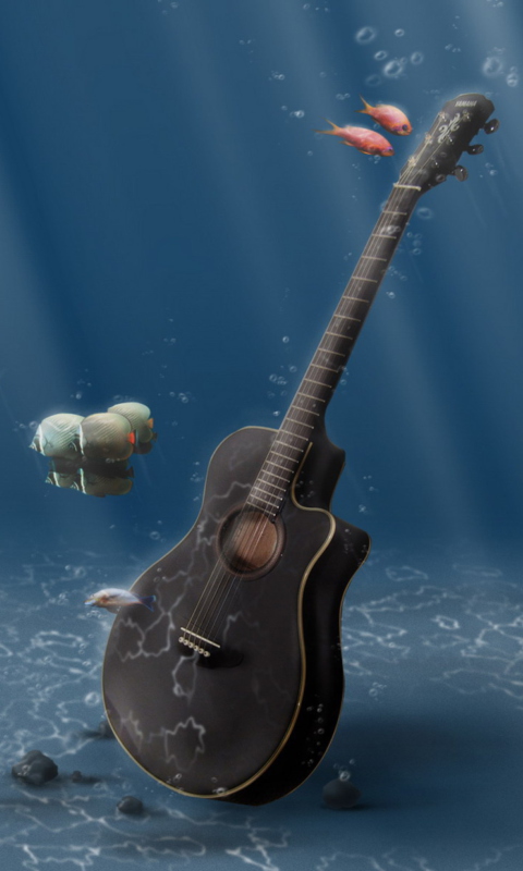 Fondo de pantalla Underwater Guitar 480x800