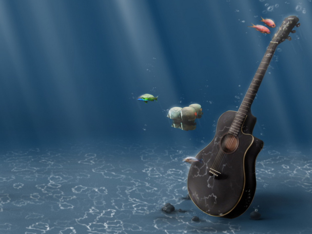 Underwater Guitar wallpaper 640x480