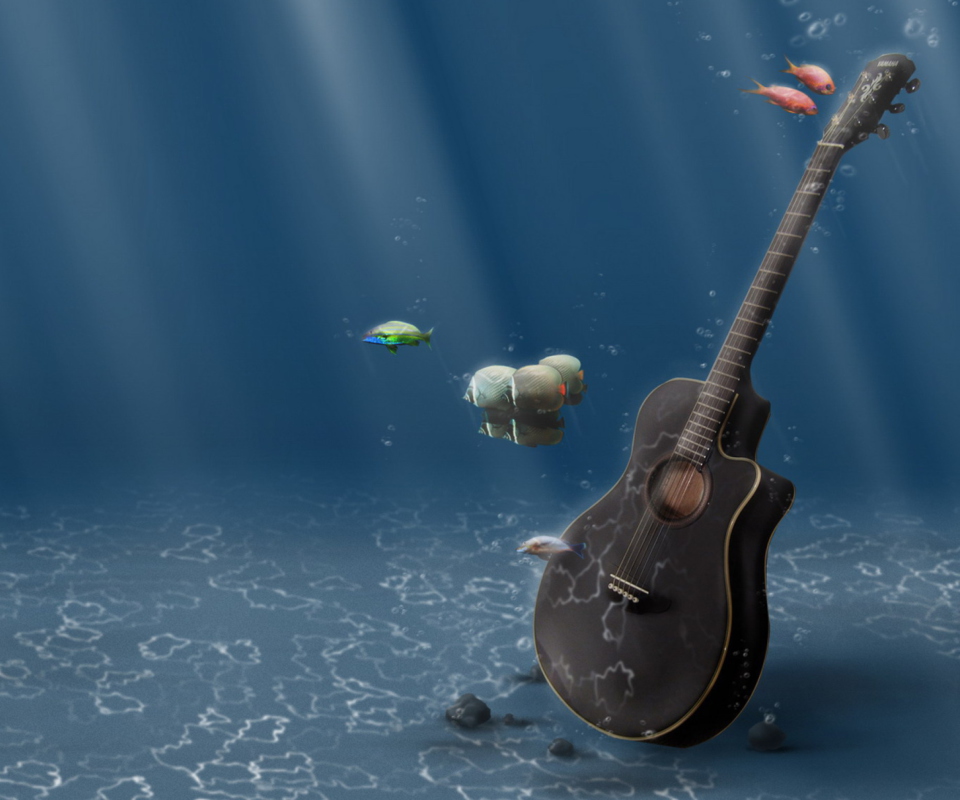 Underwater Guitar wallpaper 960x800
