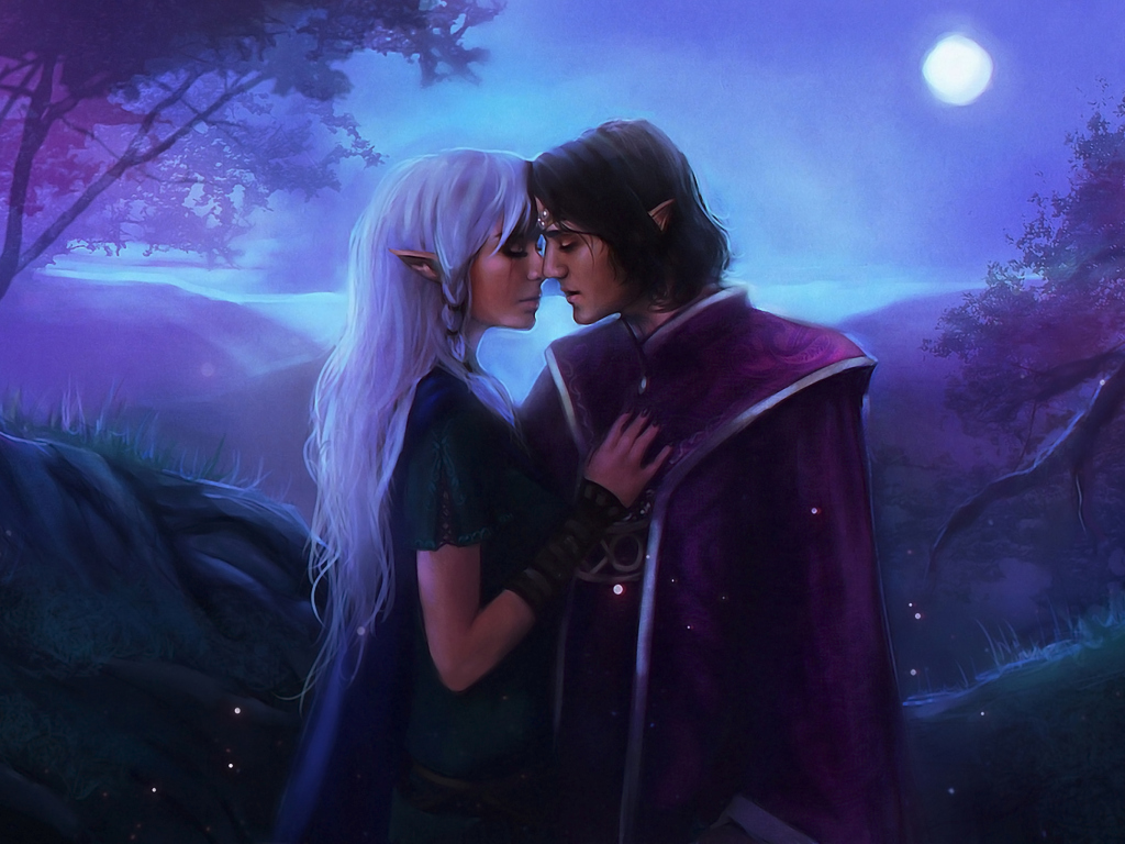 Das Love In Moonlight Fantasy Wallpaper 1024x768