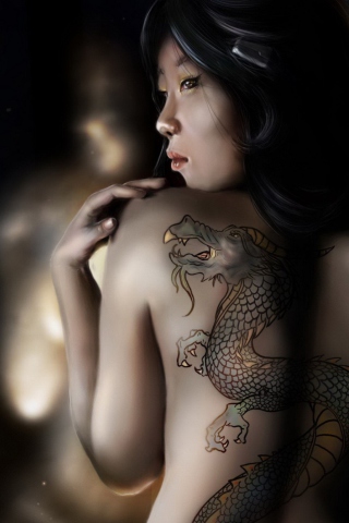 Sfondi Girl With Dragon Tattoo 320x480