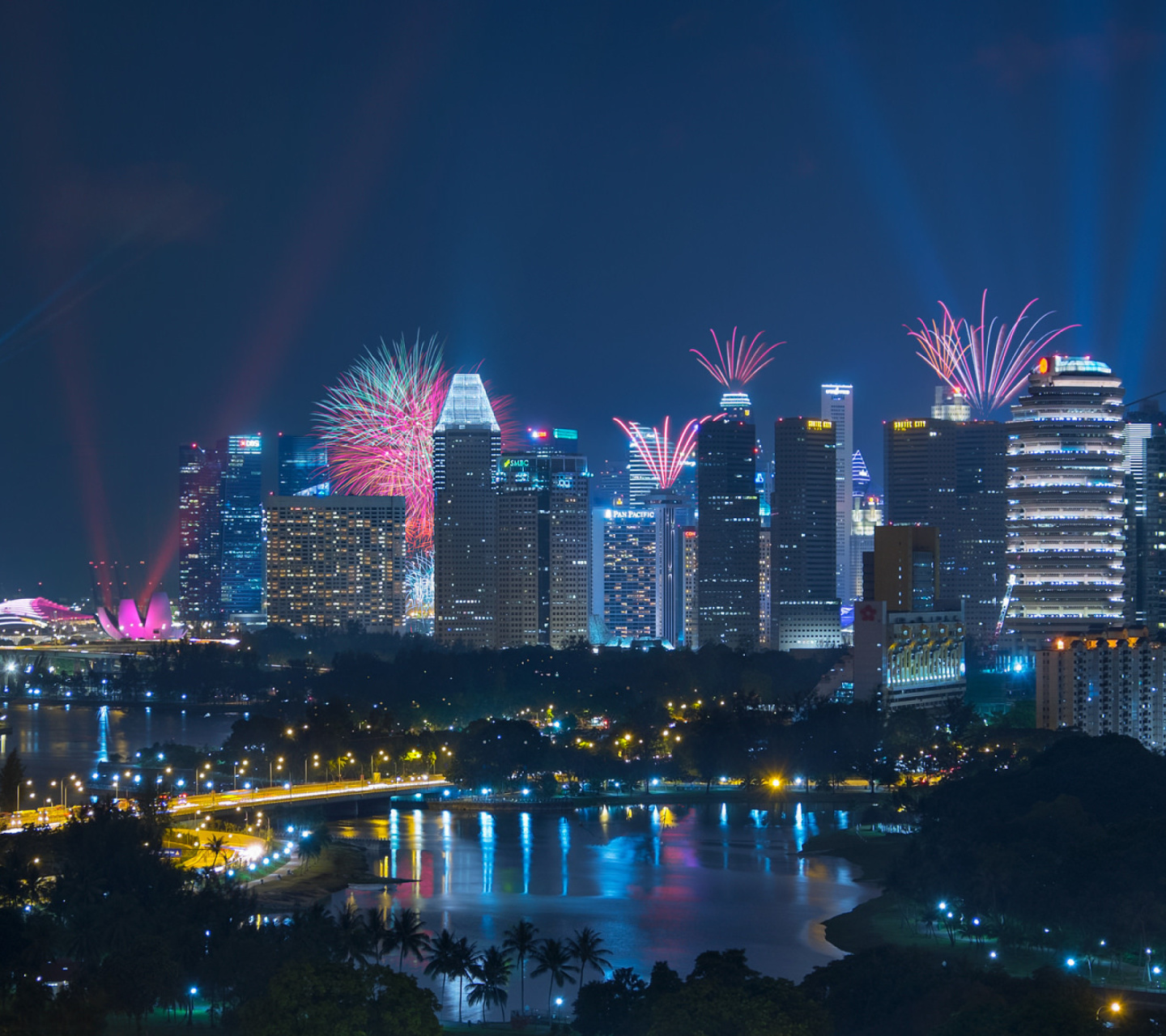 Singapore Fireworks wallpaper 1440x1280