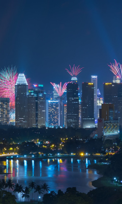 Das Singapore Fireworks Wallpaper 240x400