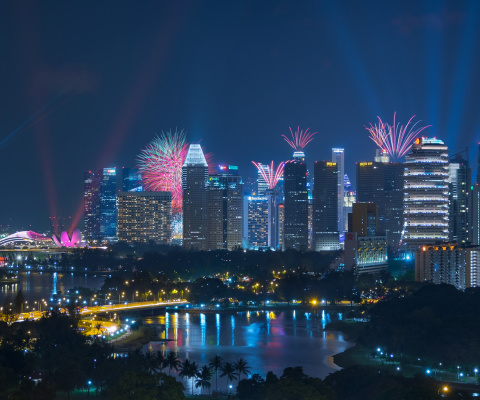 Das Singapore Fireworks Wallpaper 480x400