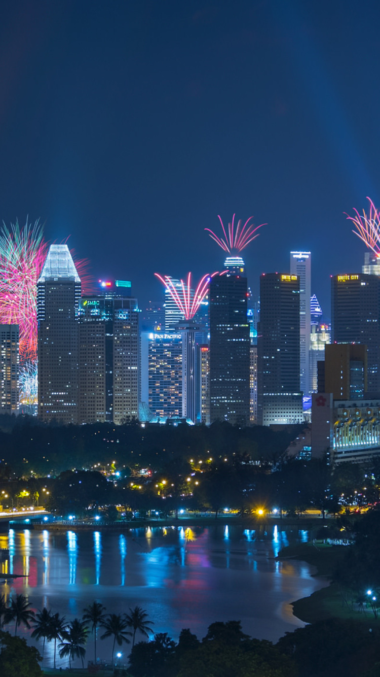 Das Singapore Fireworks Wallpaper 750x1334