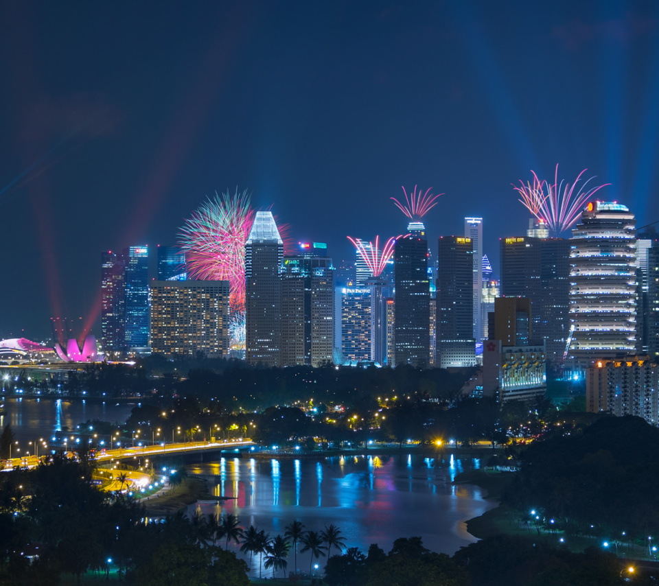 Das Singapore Fireworks Wallpaper 960x854