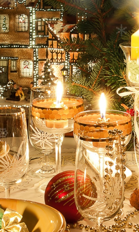 Rich New Year table wallpaper 480x800