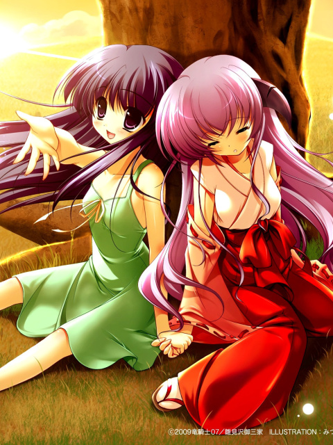 Fondo de pantalla Hanyu and Rika in Higurashi 480x640