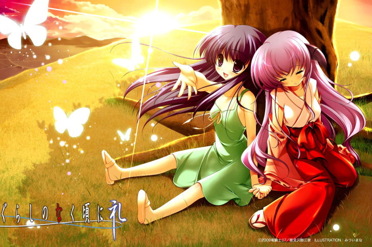 Hanyu and Rika in Higurashi screenshot #1