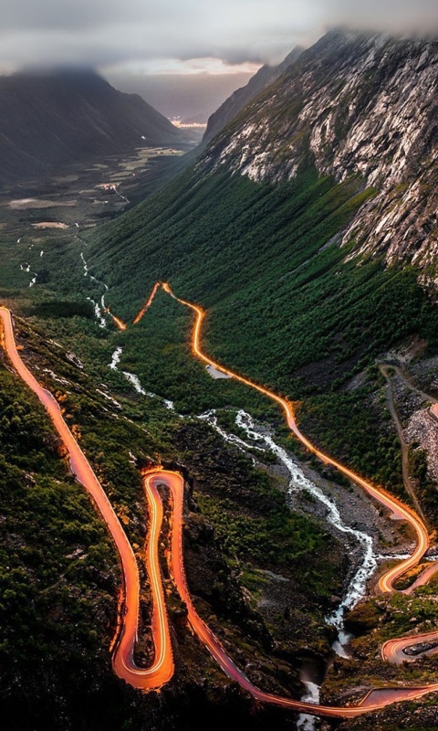 Обои Trollstigen Serpentine Road in Norway 480x800