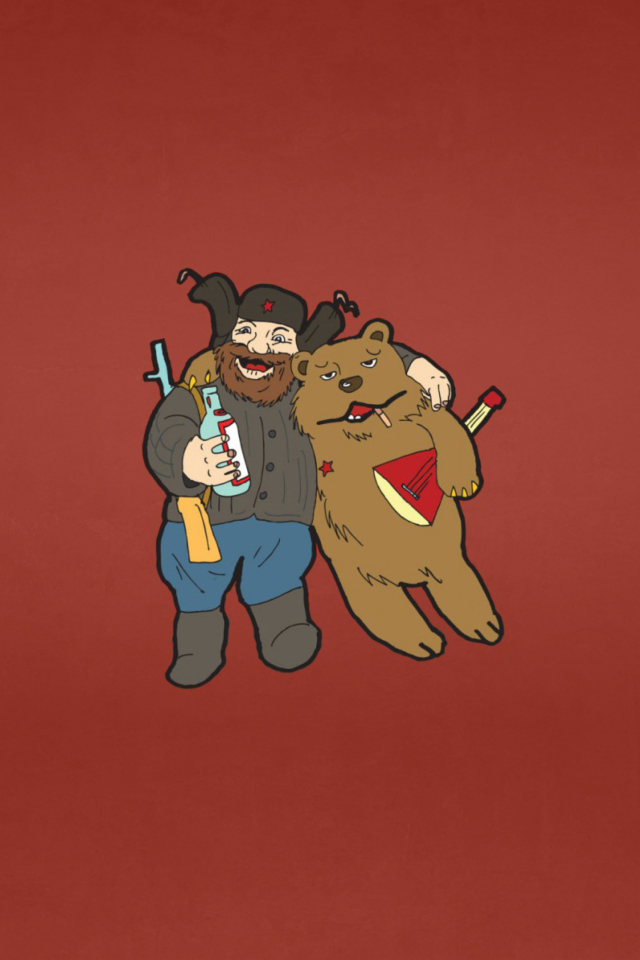 Das Russian Bear With Balalaika Wallpaper 640x960