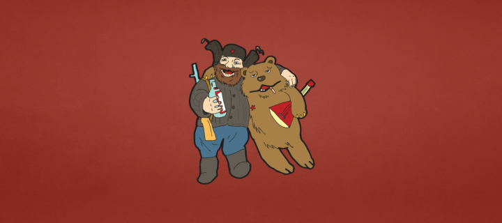 Das Russian Bear With Balalaika Wallpaper 720x320