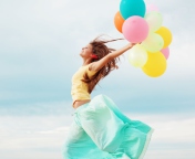 Girl With Colorful Balloons wallpaper 176x144