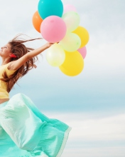 Girl With Colorful Balloons wallpaper 176x220