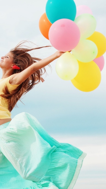 Girl With Colorful Balloons wallpaper 360x640