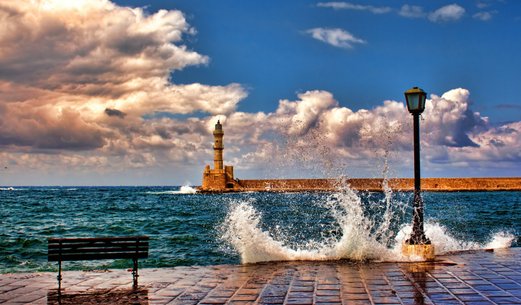 Fondo de pantalla Lighthouse In Greece 1024x600