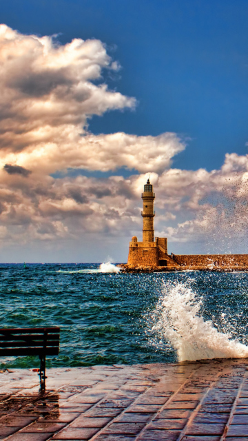 Das Lighthouse In Greece Wallpaper 360x640