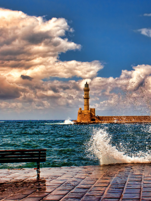 Das Lighthouse In Greece Wallpaper 480x640