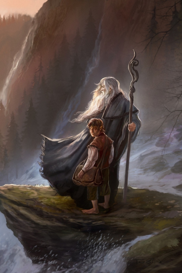 Обои The Hobbit An Unexpected Journey - Gandalf 640x960