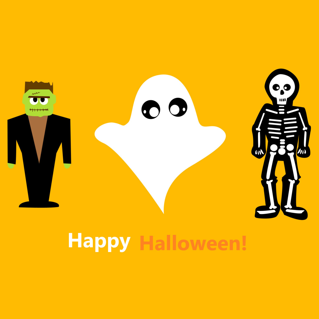 Fondo de pantalla Halloween Costumes Skeleton and Zombie 1024x1024
