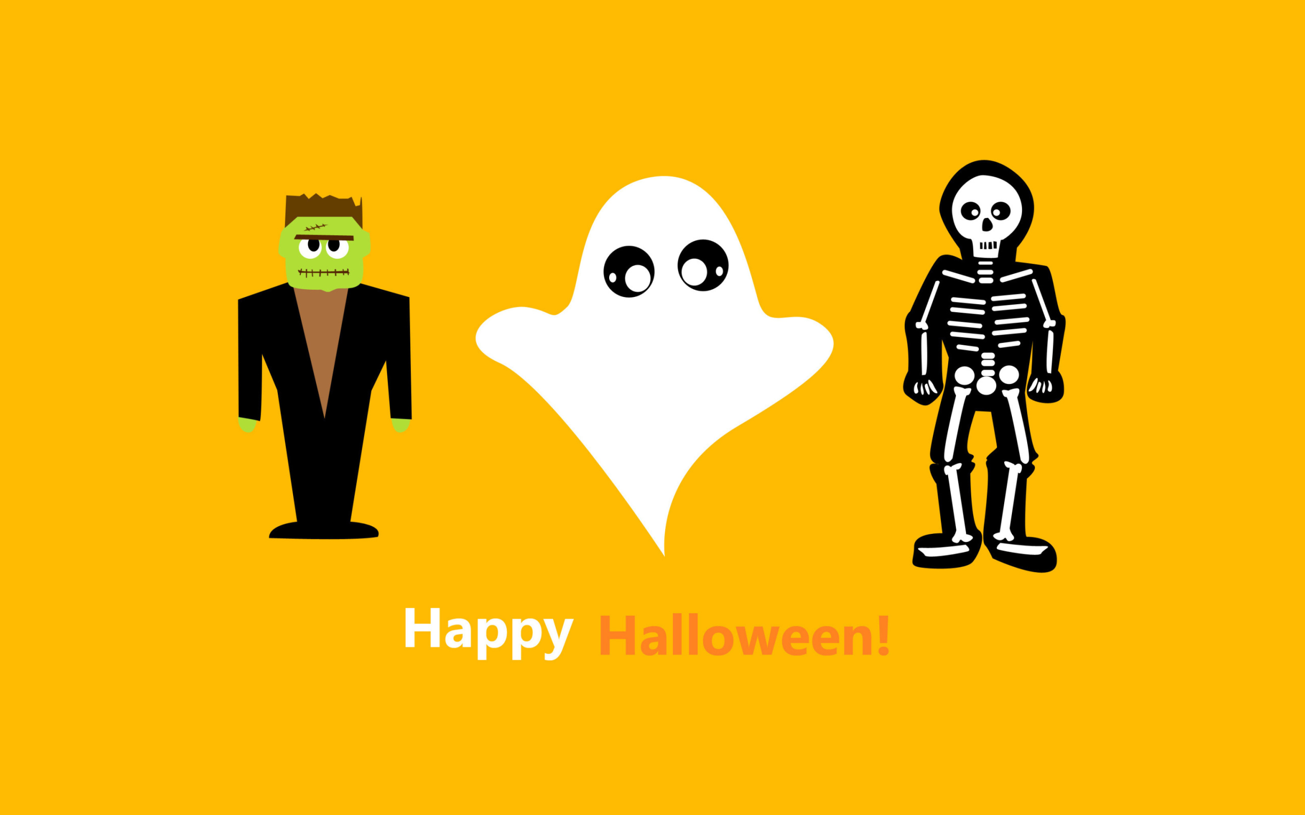 Обои Halloween Costumes Skeleton and Zombie 2560x1600