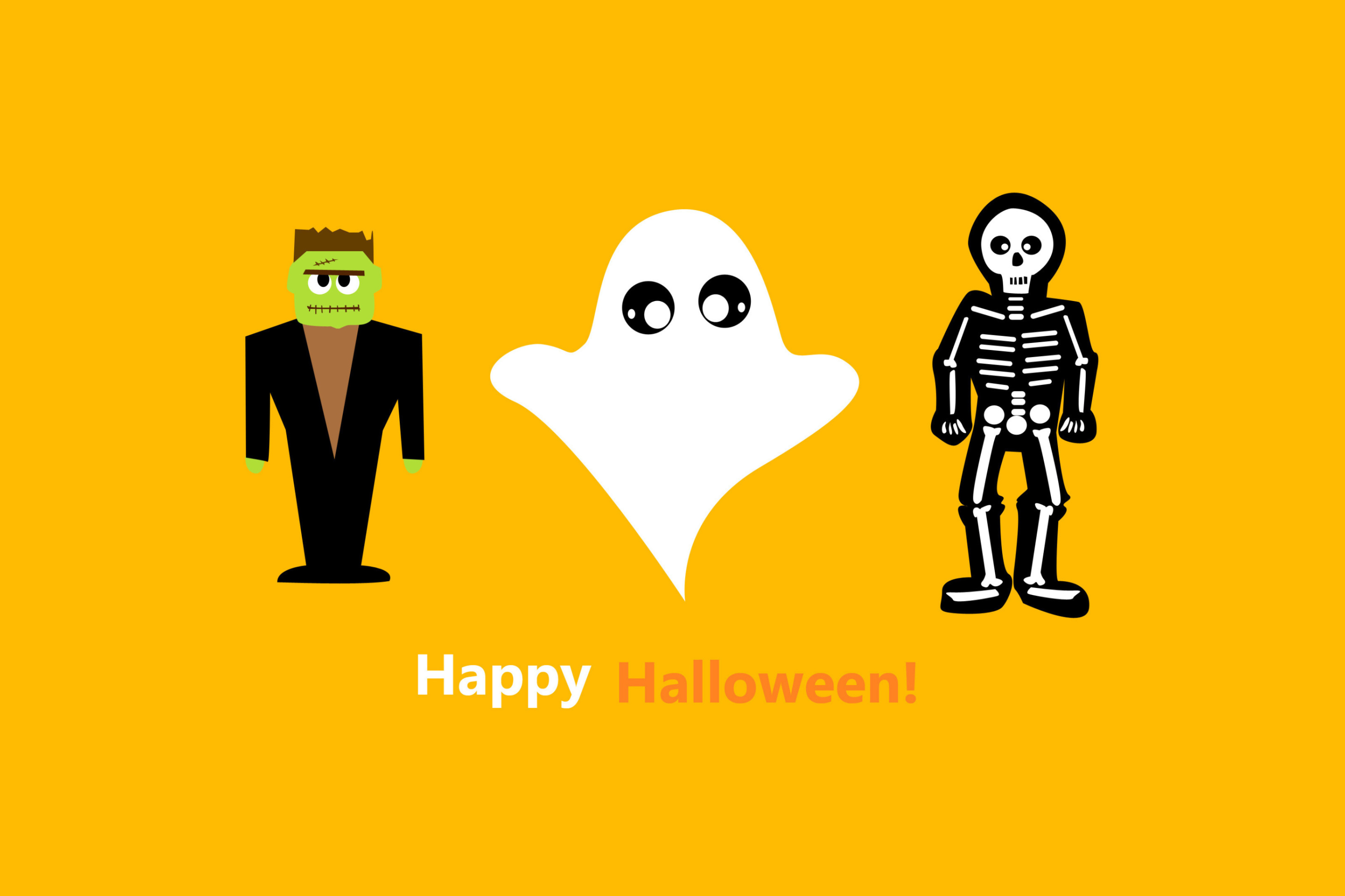 Обои Halloween Costumes Skeleton and Zombie 2880x1920