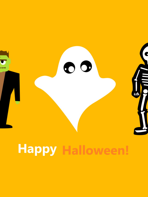 Fondo de pantalla Halloween Costumes Skeleton and Zombie 480x640