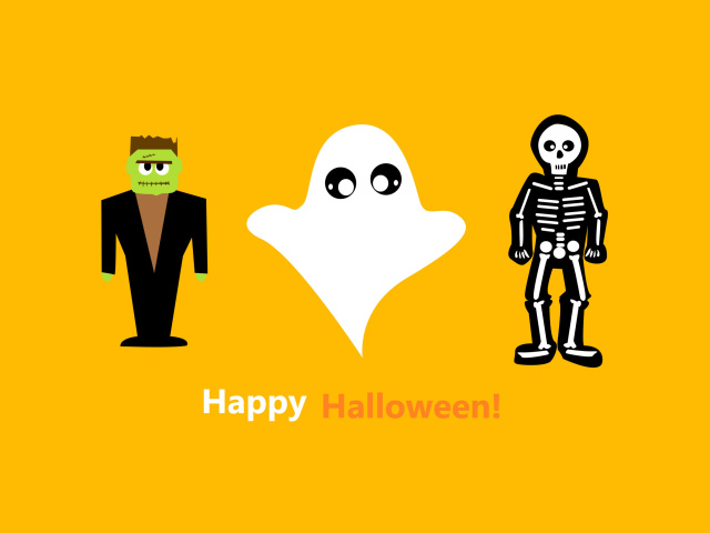 Обои Halloween Costumes Skeleton and Zombie 640x480