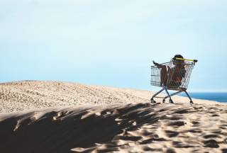 Girl In Shopping Cart - Obrázkek zdarma 