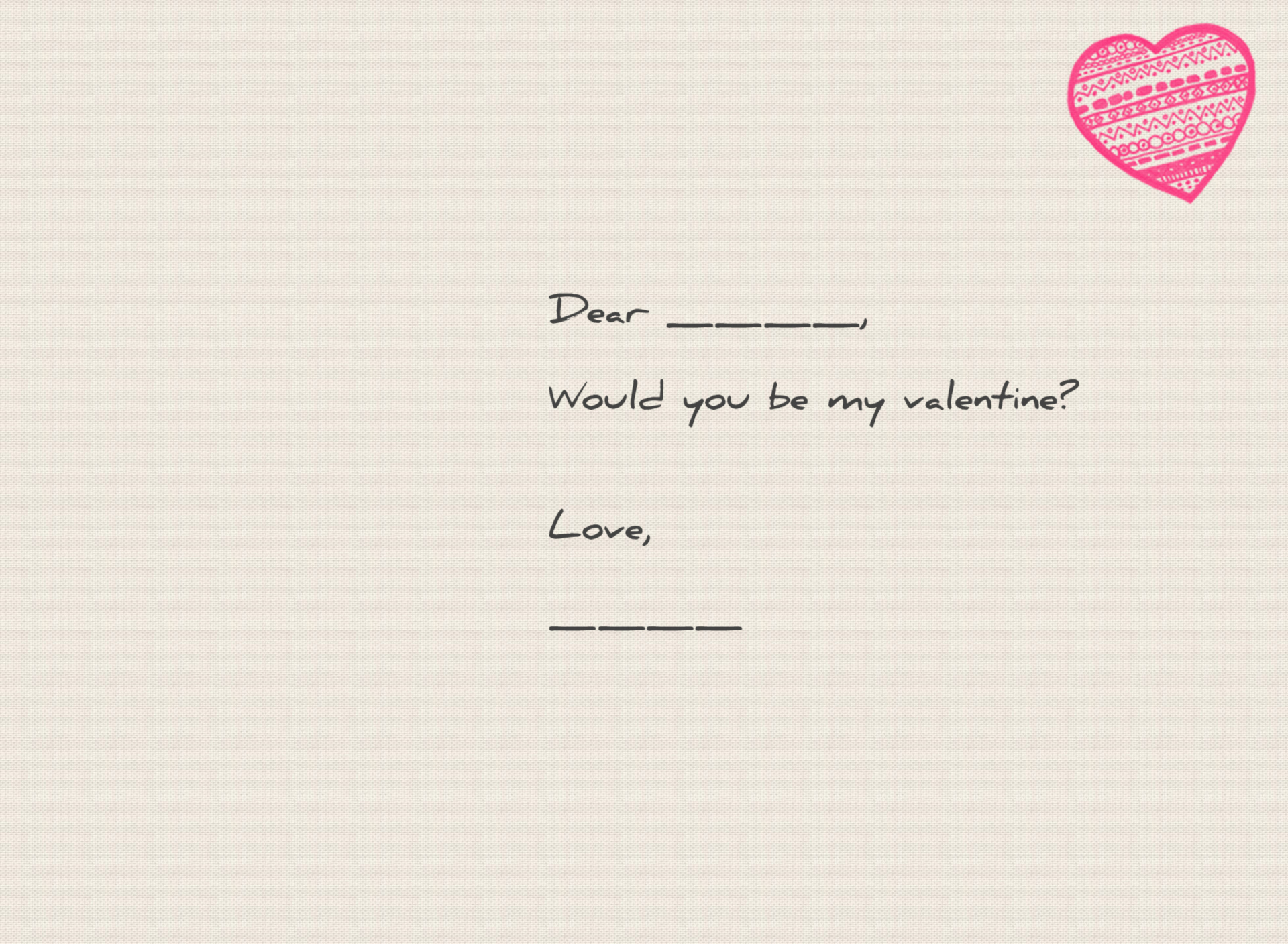 Fondo de pantalla Would You Be My Valentine 1920x1408