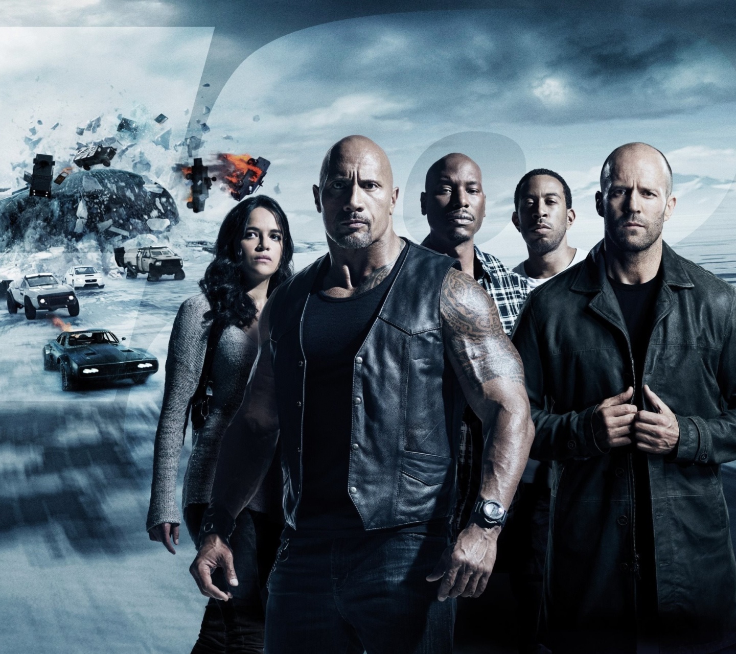 Fondo de pantalla The Fate of the Furious with Vin Diesel, Dwayne Johnson, Charlize Theron 1440x1280