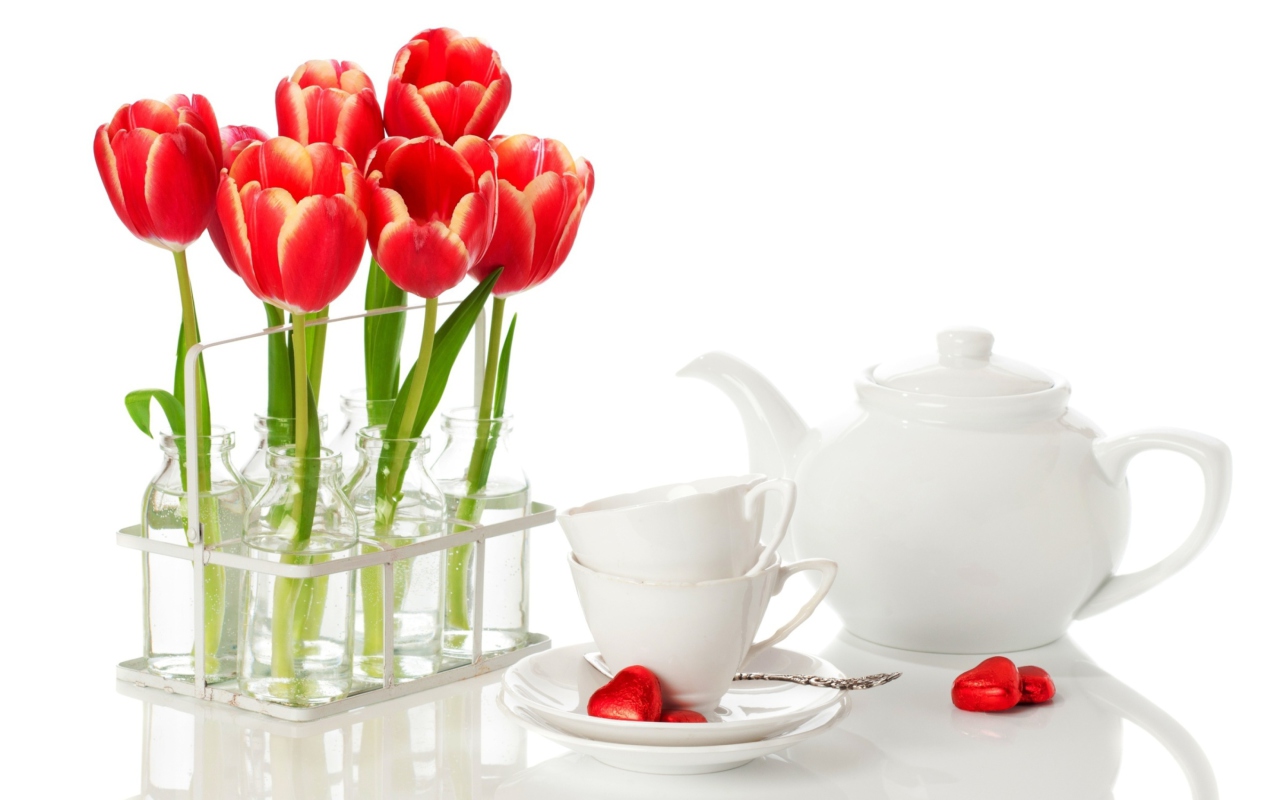 Sfondi Tulips And Teapot 1280x800
