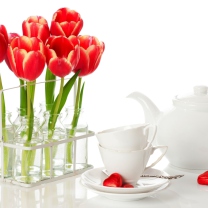 Das Tulips And Teapot Wallpaper 208x208
