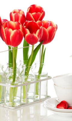 Das Tulips And Teapot Wallpaper 240x400
