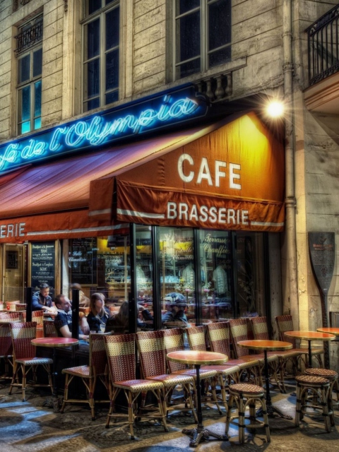 Fondo de pantalla Paris Cafe 480x640