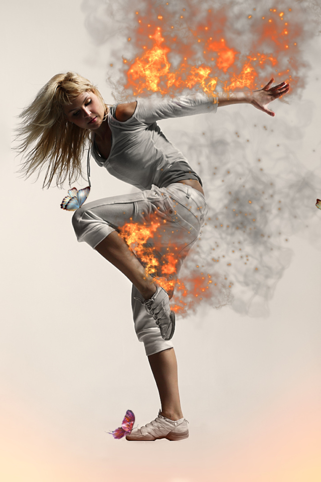 Fondo de pantalla Fire Dance 640x960