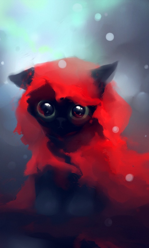 Fondo de pantalla Red Riding Hood Cat 480x800