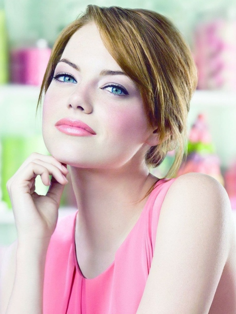 Fondo de pantalla Emma Stone In Pink Dress 480x640