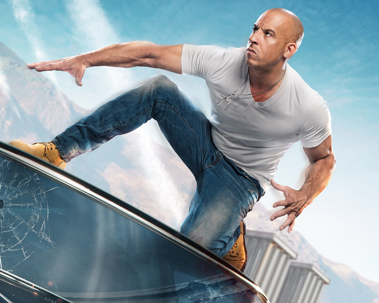 Fast & Furious Supercharged Poster with Vin Diesel wallpaper 1280x1024