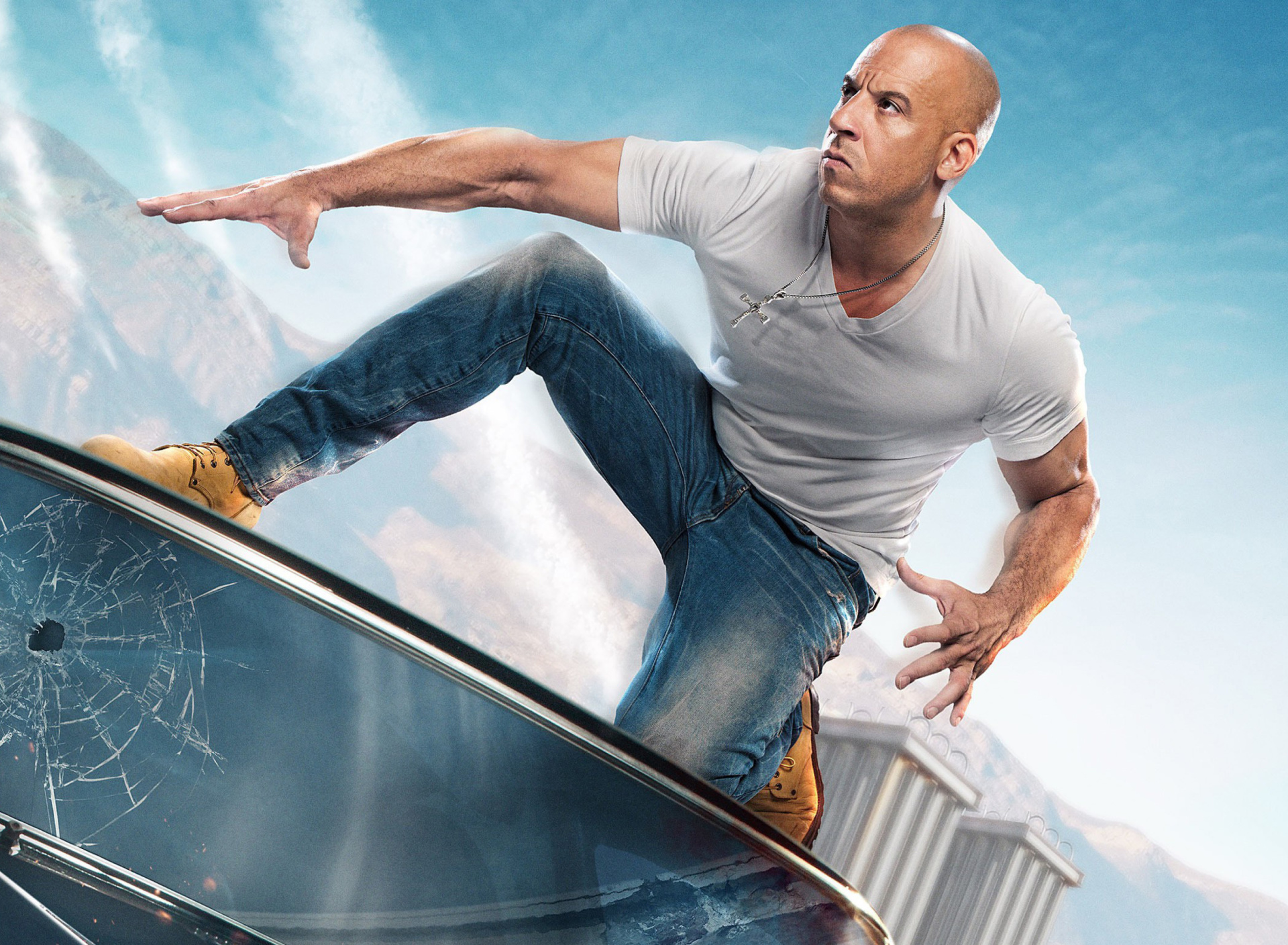 Обои Fast & Furious Supercharged Poster with Vin Diesel 1920x1408