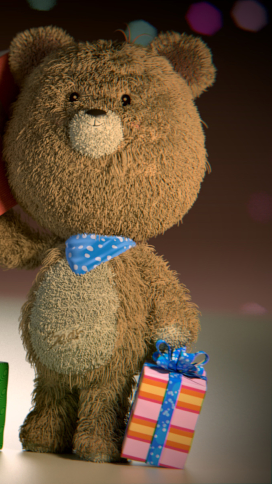 Teddy Bear With Gifts wallpaper 1080x1920