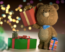 Teddy Bear With Gifts wallpaper 220x176