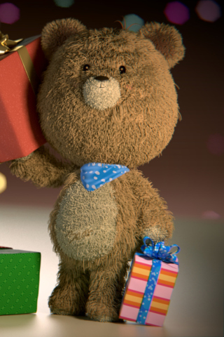 Teddy Bear With Gifts wallpaper 320x480