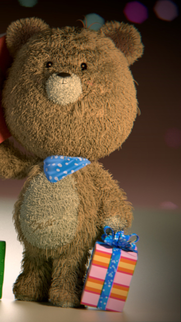 Обои Teddy Bear With Gifts 360x640