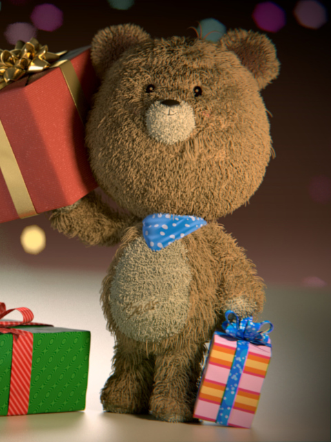 Sfondi Teddy Bear With Gifts 480x640