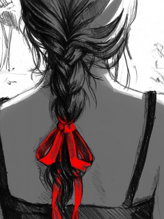 Das Sketch Of Girl With Braid Wallpaper 240x320