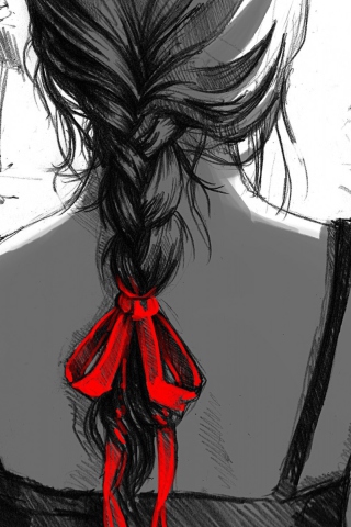 Das Sketch Of Girl With Braid Wallpaper 320x480